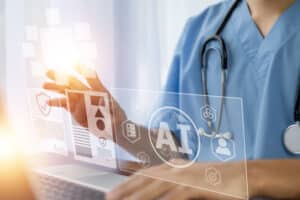 AI tools securing patient data within EHR systems.